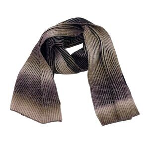 Calvin Klein Ribbed Scarf Beige Striped Wool Nylon Blend NWT